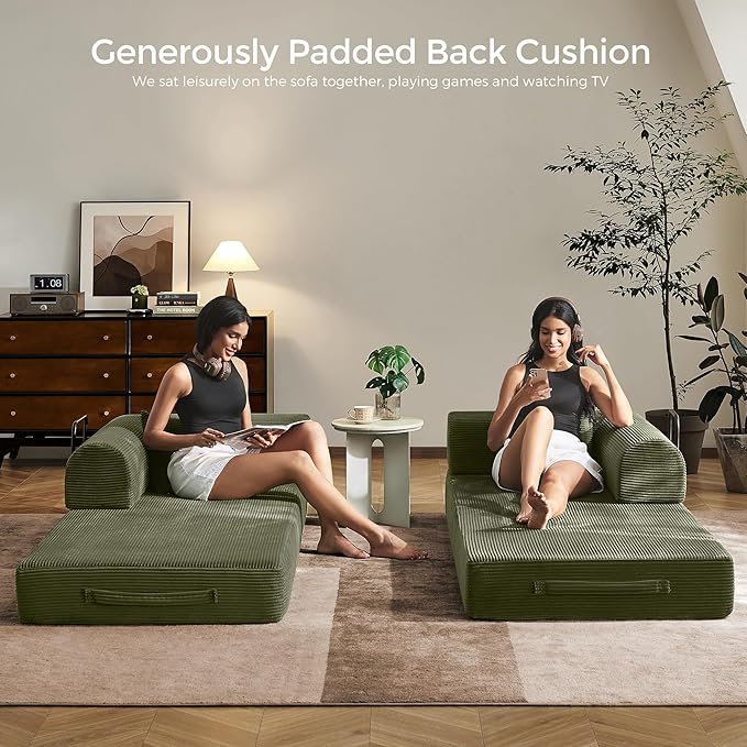 79" Convertible Sofa Bed with Fixed-Shape Frame & Removable Armrests, Modular - Image 2