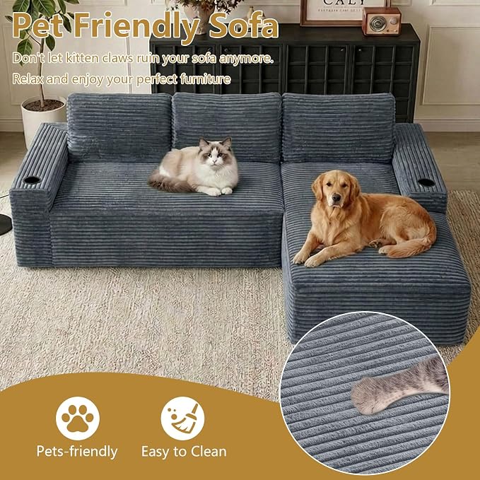 104" Cloud Sectional Couch L-Shaped - Image 4