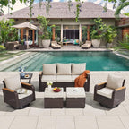 6 Pieces Wicker Patio Furniture Sets, Patio Conversation Set PE Rattan - Image 5