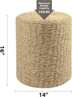 Wimarsbon Decor Round Pouf Ottoman Single Strand Paper Rope Pouf Footrest - Image 3