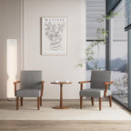 Accent Chairs Set of 2 with Round Side Table, Soft Fabric Upholstered Armchair - Image 2