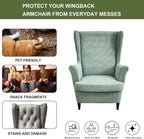 HAOYONG Jacquard Wingback Chair Cover Thickening Wing Armchair Covers Set of 2 - Image 5