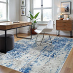 5x8 Area Rugs for Living Room Washable Bedroom Dining Room Blue Grey White | - Image 3