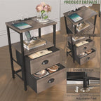 sthmec Nightstand with Charging Station, LED Night Stand with 2 Fabric Drawers - Image 5