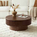 Round Coffee Table for Living Room, Fluted Drum Accent Tea Center Table by Unknown