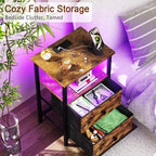 LOAKEKEL Night Stand with Charging Station, Small Bedside Table with USB Ports - Image 6