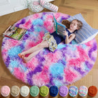 Amdrebio Pink Blue Purple Small Round Circle Rug 3Ft by Amdrebio