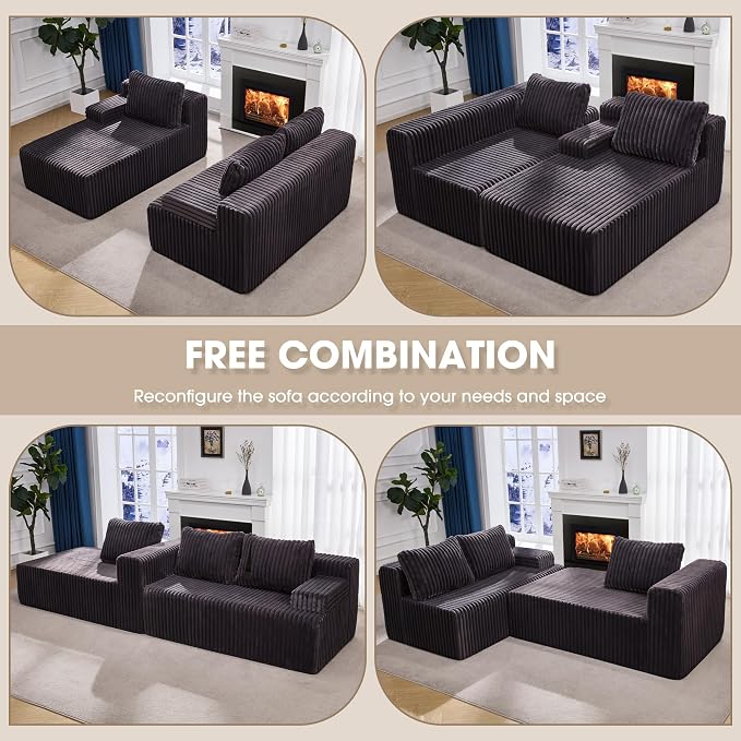 Modular Sectional Sofa Couches L-Shape Couch 3 Seat Modular Sofa Memory Foam - Image 7