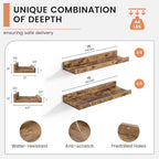 Floating Picture Ledge Shelves Set of 8, 16 Inch Solid Wood Wall Shelves - Image 3