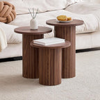 Round Side Tables Set of 3, Circle Modern Fluted Nesting Coffee Table, Accent - Image 8