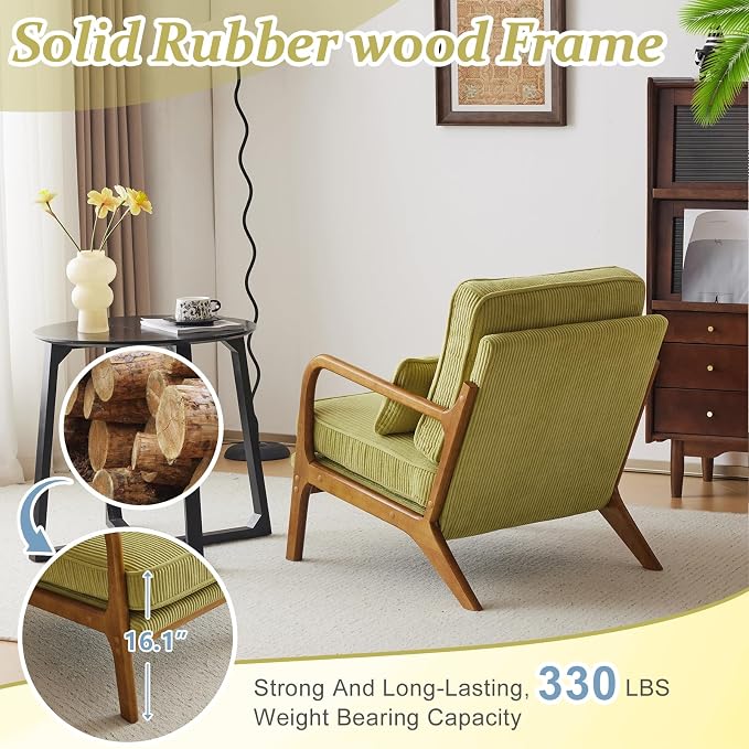 VINGLI Upgraded Premium Corduroy Accent Chairs Set of 2, Upholstered Arm Chair - Image 4