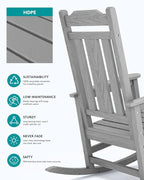SERWALL Oversized Rocking Chair Outdoor, HDPE Outdoor Rocking Chair, Space Gray - Image 3