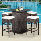 Tangkula 5 Piece Outdoor Rattan Bar Set, Patio Bar Furniture - Image 2