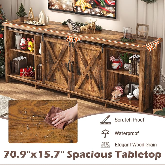 Farmhouse TV Stand for 80 Inch TV - Image 4