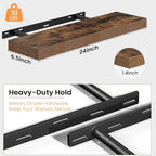 Fun Memories Floating Shelves for Wall, 24 Inch Set of 2 Rustic Wood Wall - Image 4