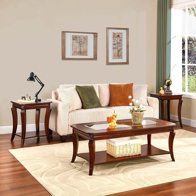 Traditional Distressed Farmhouse Style Coffee Table Set - Image 4