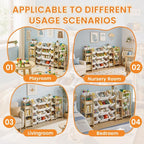 Toy Storage Shelf 3-in-1 Bookshelf & Stuffed Animal Storage & 12 Plastic Bins - Image 8