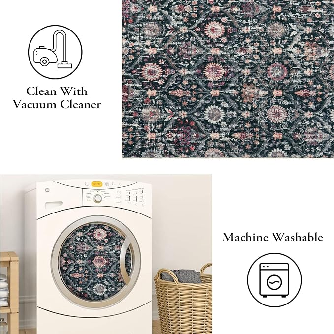 Lahome Moroccan Washable Round Rugs, Non-Slip Soft Round Rug 4ft Ultra-Thin | - Image 3