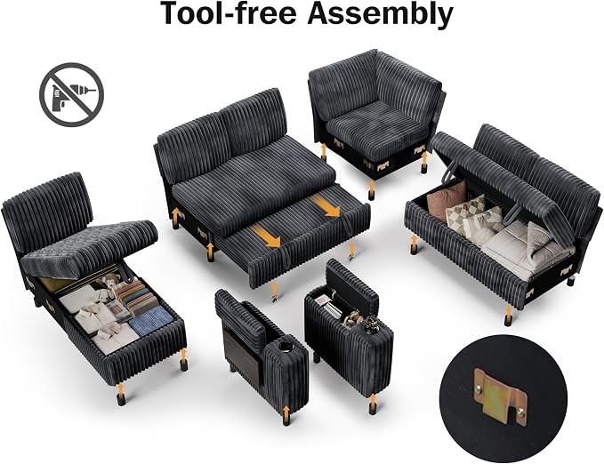 Vipbear 111" Modular Sectional Sleeper Sofa - Image 4