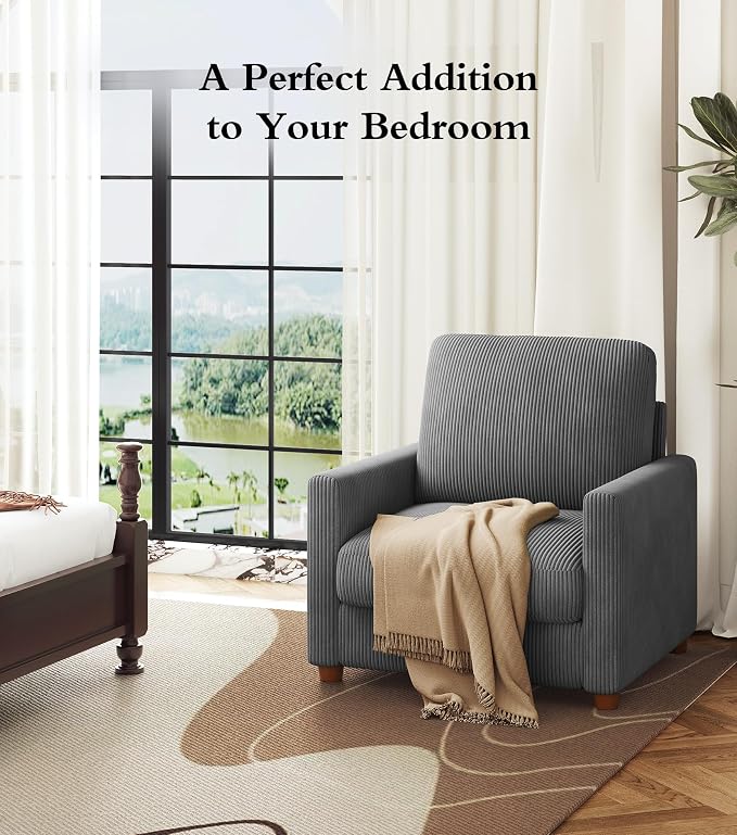 Kidirect 35.5in Oversized Accent Chair, Corduroy Reading Chair - Image 8