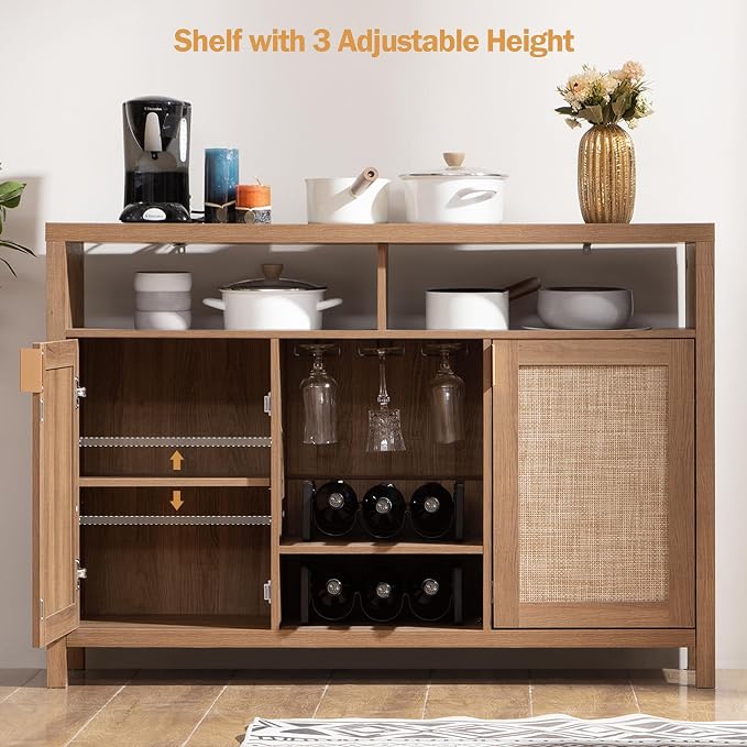 SICOTAS 51" Coffee Bar Cabinet Bar Cart - Image 7