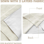 MIULEE Natural Pinch Pleated 100% Blackout Linen Curtains 40x63 Inches | Room - Image 5