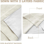 MIULEE Natural Pinch Pleated 100% Blackout Linen Curtains 40x92 Inches | Room - Image 5