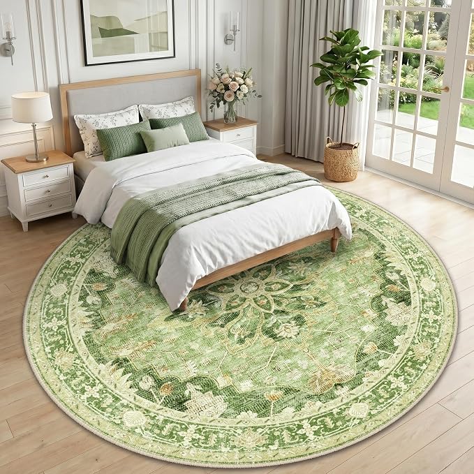 RELEANY Washable Area Rug, Round 10ft, Water Repellent, Pet Friendly, Vintage - Image 2