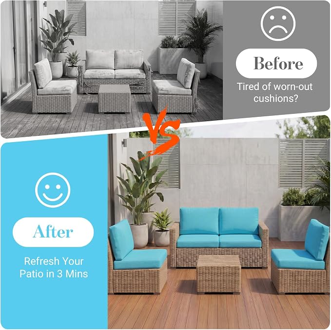 8Pcs Patio Cushion Covers Stretch Outdoor Furniture Protector Slipcovers | - Image 4