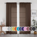 Sheer Chocolate Curtains, Sheer Curtains 90 Inches Long 2 Panels Set, Rod by OWENIE
