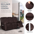 ANARACHON Leather Look Recliner Couch Cover, 8-Pieces Stretch Recliner Sofa - Image 5
