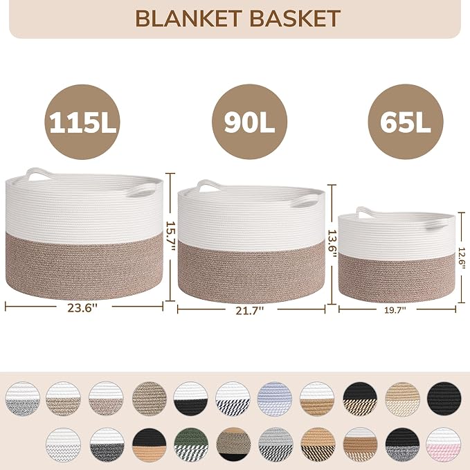 INDRESSME 115L Extra Large Rope Basket, Organizing Storage - Image 7