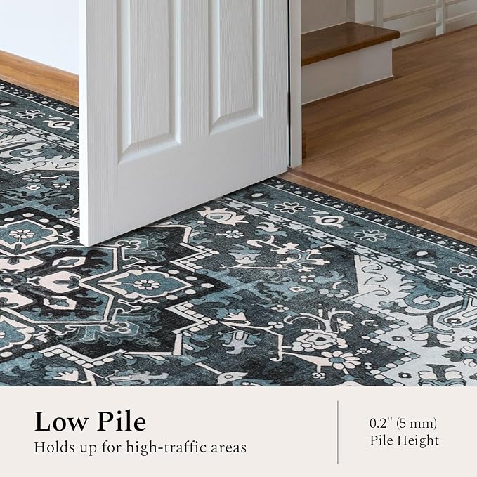 Rugflix 3x5 Entrance Rugs, Washable Dark Navy Blue Entry Small Rug | Machine - Image 3