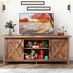 70" Farmhouse TV Stands for 70 75 80inch TV w/Adjustable Shelves, Sliding Barn - Image 9