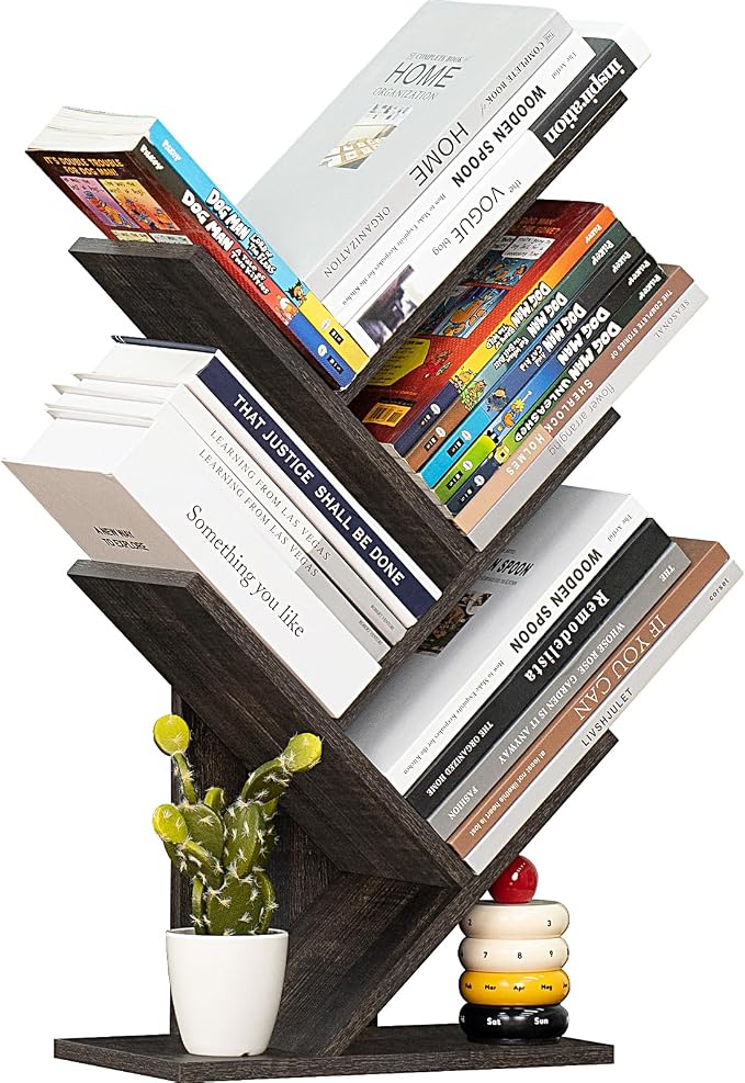 SHEEPAM 5 Tier Tree Book Shelf, Small Desktop Bookshelf - Image 9