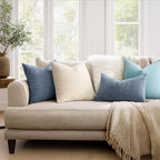 MIULEE Dark Grey Blue Chenille Couch Throw Pillow Covers, 20x20 | Set of 2 - Image 3