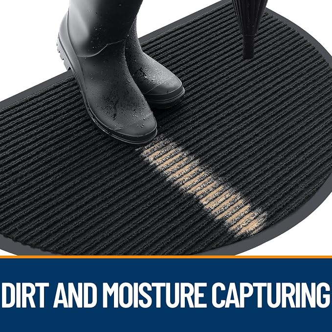 OLANLY Half Circle Front Door Mat 47x30, Waterproof Heavy-Duty Doormat | Black - Image 5