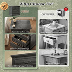 Huuger Nightstand with Charging Station, 3 Drawer Night Stand Set of 2 - Image 6