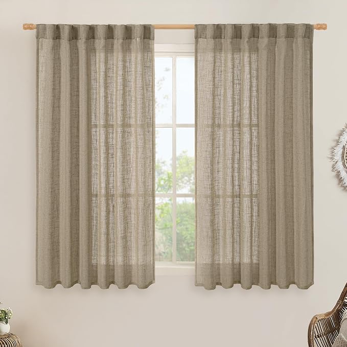 Semi Sheer Linen Curtains 45 Inches Long by LAMIT
