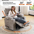 Swivel Rocker Recliner with Adjustable Armrests, Rocking Nursery Chair with - Image 6