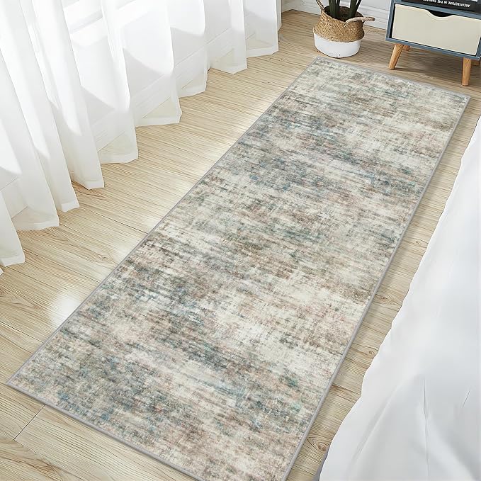 2'6''x8' Runner Rugs Washable Rug: Modern Abstract Multi Color Carpet | - Image 3