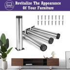 12 Inch Metal Furniture Legs Stainless Steel Adjustable Legs Silver Metal Legs - Image 2
