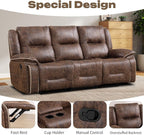 EBELLO Faux Leather Manual Recliner 3 Seater Reclining Sofa Chair, 3 Seat Sofa - Image 3