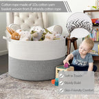 INDRESSME 115L Extra Large Blanket Basket, Soft Cotton Rope Storage Basket - Image 3
