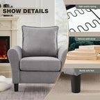 Mid-Century Accent Chair, Modern Linen Fabric Armchair - Image 3