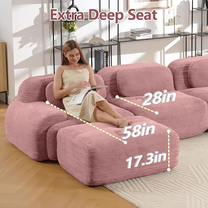 Boneless Sectional Couch, No Assembly Required, 81.8” Modular Cloud Sofa - Image 5