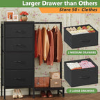 HIGDBFE Dresser with Hanging Rack, 4 Drawers Small Closet - Image 6