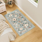 DUKINO 2x4 Entryway Rug, Floral Washable Kitchen Rugs Non Slip, Sage Green | - Image 3