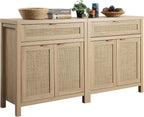 SICOTAS Sideboard Buffet Storage Cabinet Set of 2, Rattan Credenza Buffet Table by SICOTAS