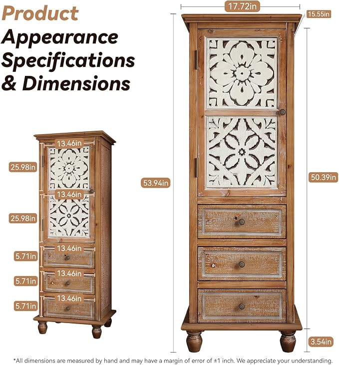 LKTART Solid Wood Accent Storage Cabinet - Image 2